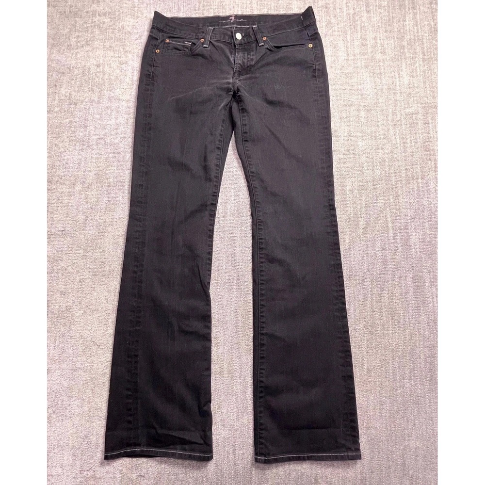 7 For All Mankind Bootcut Jeans Womens 30 Black Denim Cotton Stretch Zip Fly